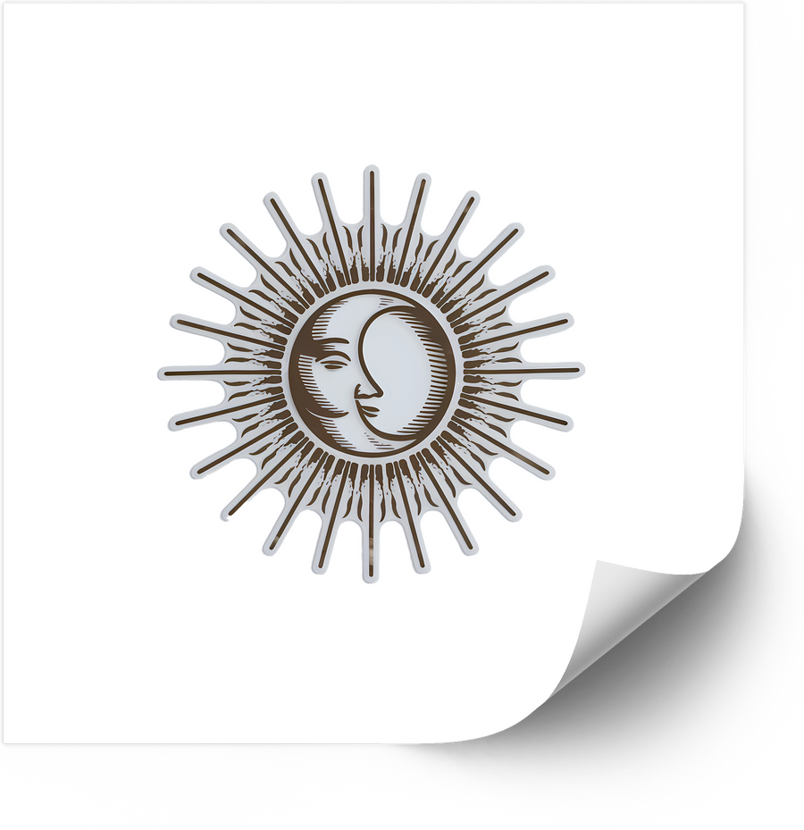 Celestial Sun Moon Sticker | Boho Vintage Mystic Vinyl Decal