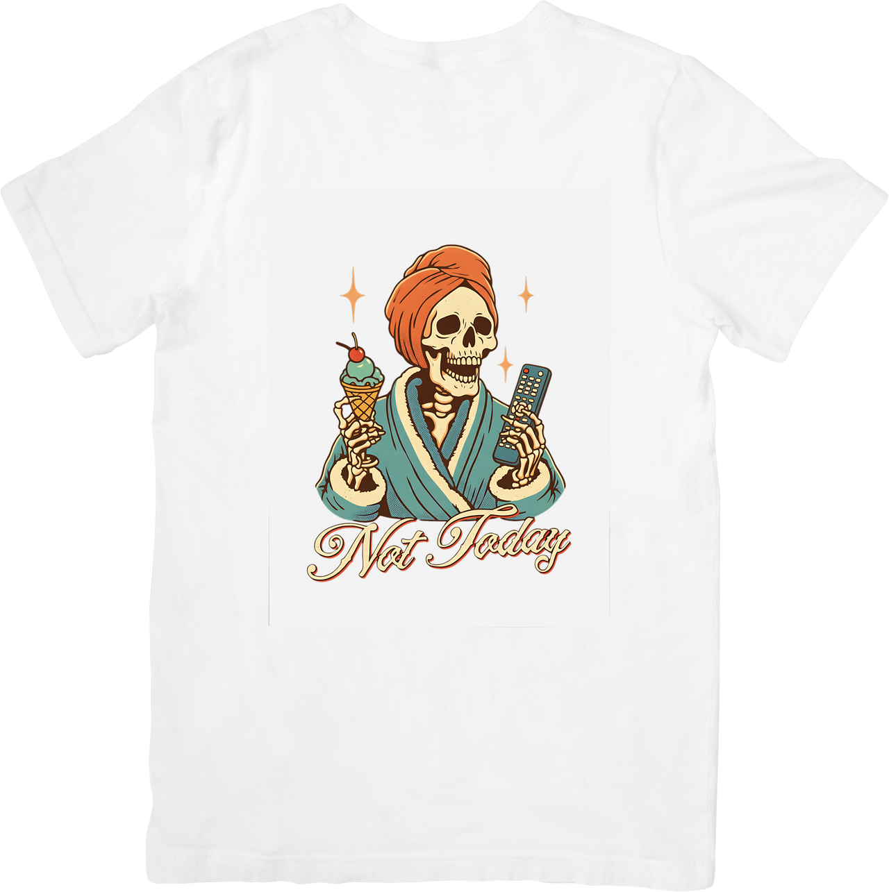 Not Today Skeleton Lazy Day T-Shirt | Funny Retro Couch Vibes Graphic Tee
