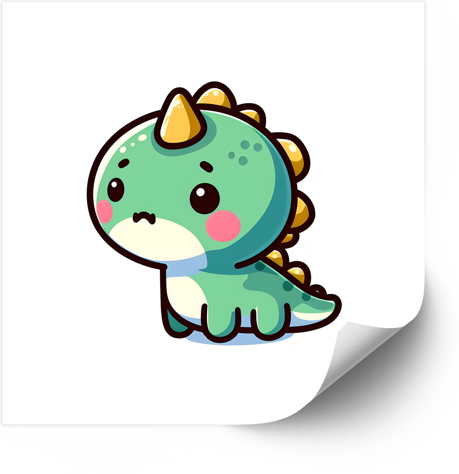 Kawaii Baby Dinosaur Sad Sticker | Cute Pastel Dino Vinyl Decal