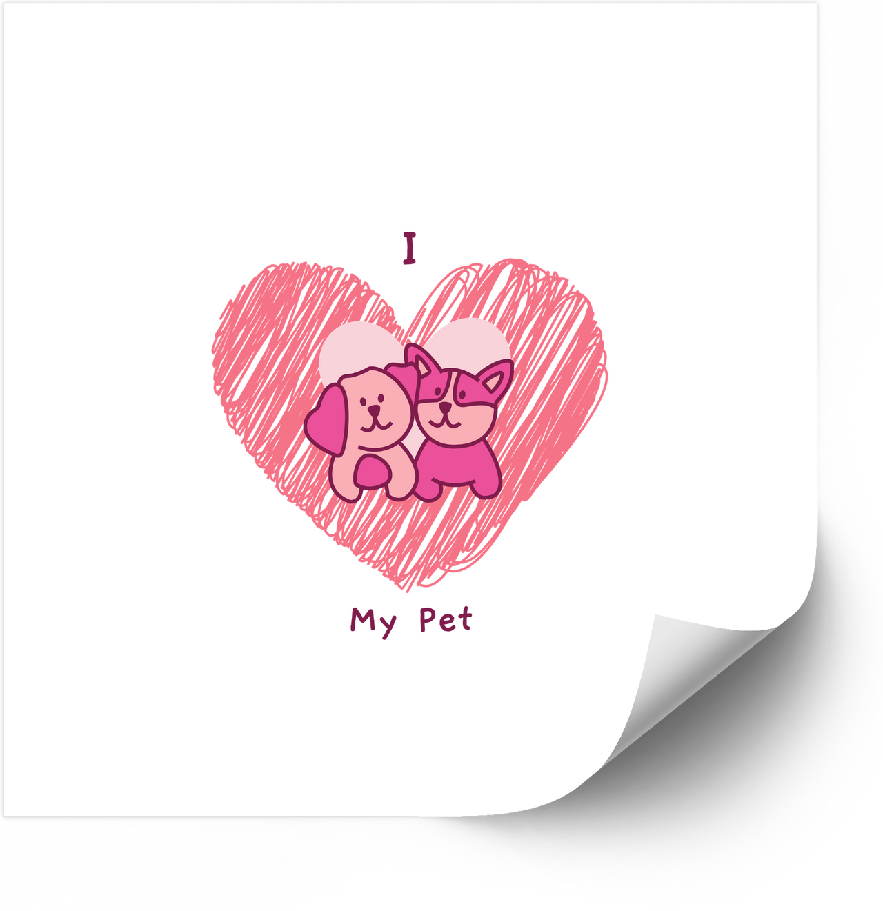 I Love My Pet Dog Cat Sticker | Cute Heart Pet Lover Vinyl Decal