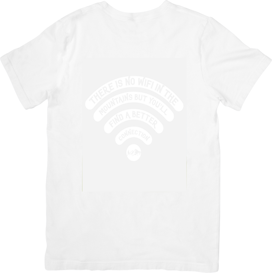There Is No WiFi In The Mountains T-Shirt | Minimalist Outdoor Adventure Graphic Tee