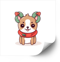 Thumbnail for Christmas Puppy Sticker | Kawaii Holiday Dog Santa Hat Vinyl Decal