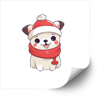 Thumbnail for Christmas Puppy Sticker | Kawaii Santa Hat Dog Vinyl Decal