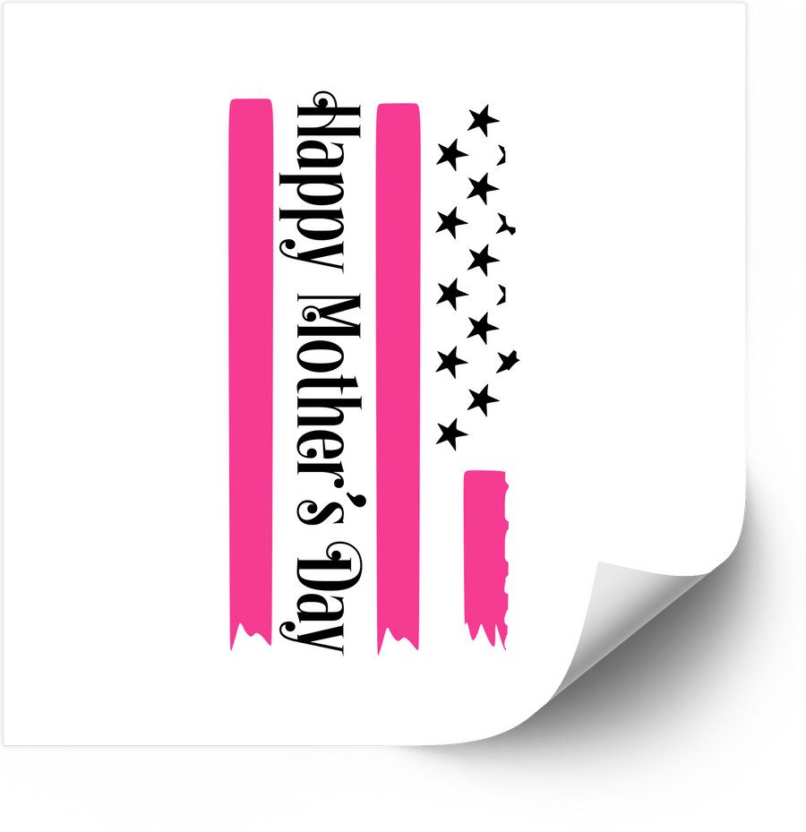 Happy Mothers Day Sticker | Patriotic Pink Flag Heart Vinyl Decal